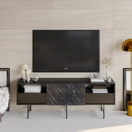 Hanah Home Derin - Soporte de TV Negro y Mármol